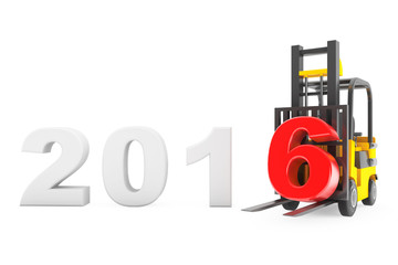 Aufkleber - Forklift Truck with 2016 New Year Sign