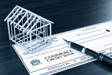 Poster - Bank Check with House Frame and pen