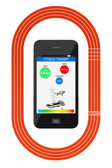 Poster - Mobile Phone with Fitness Tracker Application and Running Track