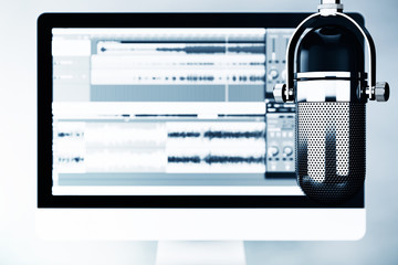 Aufkleber - Music Recording Studio Concept. Condencer Microphone