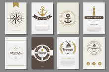 Set Of  Nautical Brochures In Vintage Style