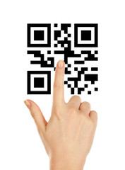 Poster - Hand presses on QR code