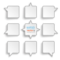 Wall Mural - 9 quadratic speech bubbles white background