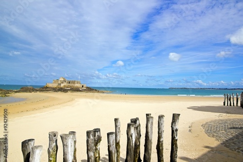 Saint Malo La Plage De Léventail à Marée Basse Et Le Fort