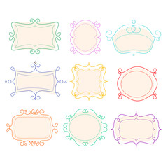 Canvas Print - Outline Frames, Emblems Mono Line Graphic Vector Illustration