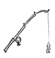 Wall Mural - doodle fishing rods 