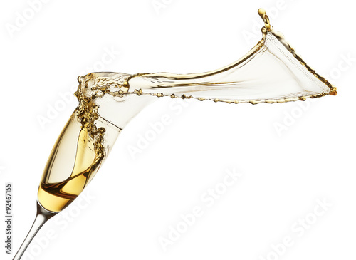 Fényképezés champagne splash from glass isolated on the white background
