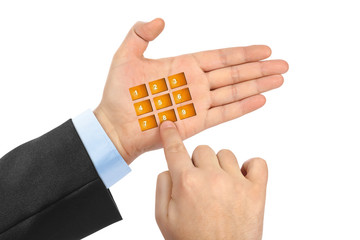 Poster - Hand with virtual phone buttons