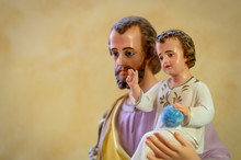 Classical Church Statue Of Baby Jesus Held By St Joseph
