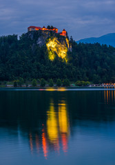 Wall Mural - Bled Castle at Bled Lake in Slovenia at Night