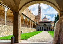 Courtyard Of The Basilica Di Santa Croce In Florence, Italy