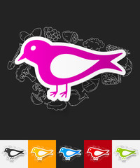 Sticker - bird paper sticker with hand drawn elements