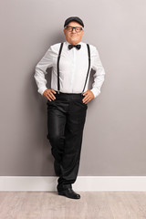 Sticker - Fashionable senior gentleman with black suspenders