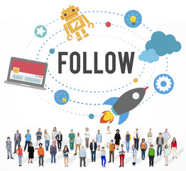 Wall Mural - Follow Connecting Networking Sharing Social Media Concept