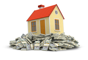Poster - House and Pile of Dollars (clipping path included)