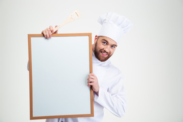 Sticker - Male chef cook holding blank board