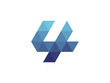 4 Number  Blue Triangle Geometric Logo