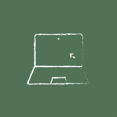 Aufkleber - laptop and cursor icon drawn in chalk.