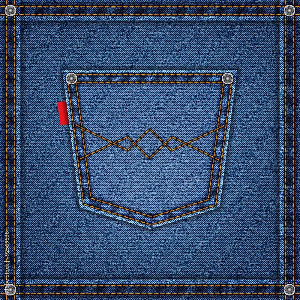 jeans blue texture material with pocket denim background. stock vector  illustration eps10 Stock Vector | Adobe Stock, image size:1000x1000