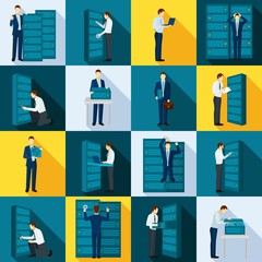 Wall Mural - Datacenter Flat Icons Set