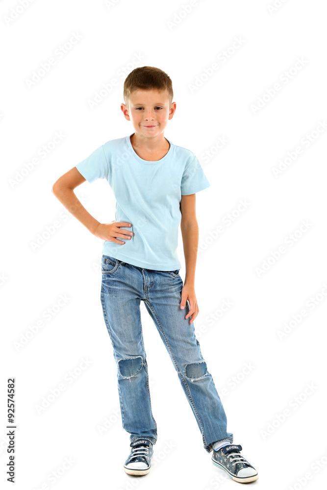 Beautiful little boy, isolated on white