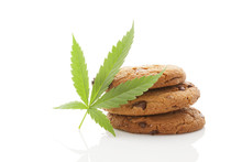 Cookies With Hemp Leaf Isolated.
