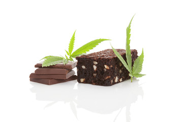 Wall Mural - Cannabis chocolate and brownie.