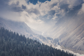 Wall Mural - The panorama of mountain landscape of Ala-Archa gorge in the sum