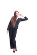 © Catalin Pop - Full body of young business woman leaning on something