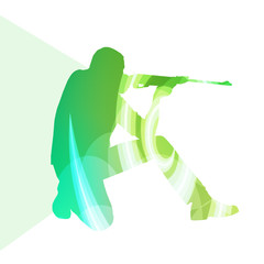 Man shooting sport hunting silhouette illustration vector backgr