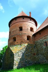 Wall Mural - Galves lake,Trakai old red bricks castle view