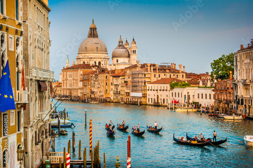 Fotografia Canal Grande with Santa Maria Della Salute at sunset, Venice, Italy