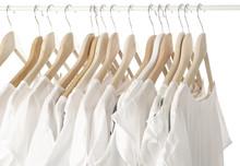 White Clothes On Hangers Close Up