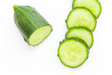 Sticker - Fresh cucumber slice isolated on white background