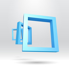 Poster - Three blue rectangular 3D frames