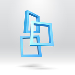 Poster - Three blue rectangular 3D frames