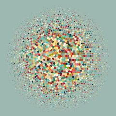 Poster - Flat colored ornament with retro halftone dots