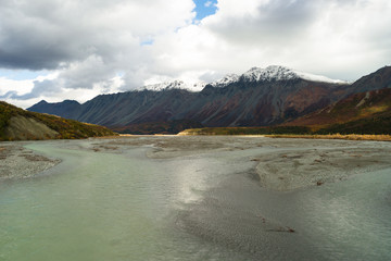 Wall Mural - Turquoise Water Gulkana River Flows by Alaska Range