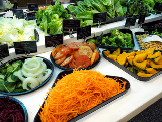 salad bar with vegetables in the restaurant, healthy food