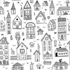  Houses seamless pattern