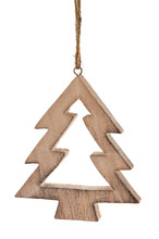 Decorative Wooden Christmas Tree Isolated.
