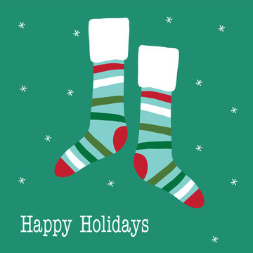 Cute Christmas Stocking design vector illustration. Can be used for Greeting card, invitation, Paper Bag, Gift Box design. EPS 10 and hi-res jpg included 