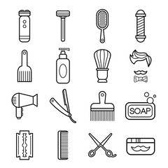 Sticker - Beauty and Care Barber Shop Linear Icons 