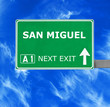 SAN MIGUEL road sign against clear blue sky