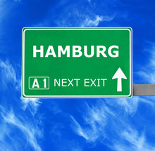 HAMBURG Road Sign Against Clear Blue Sky