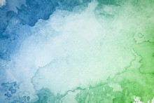Abstract Artistic Green Blue Watercolor Background