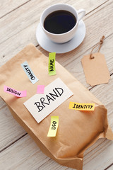 Wall Mural - branding marketing concept with paper bag and coffee