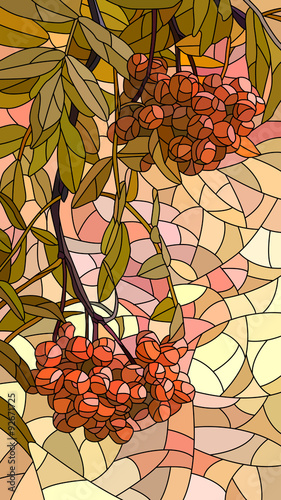 Naklejka na drzwi Vector illustration mosaic of red rowan.