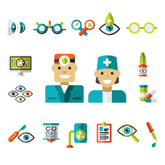 Sticker - Optical icons, Ophthalmology Icons Set