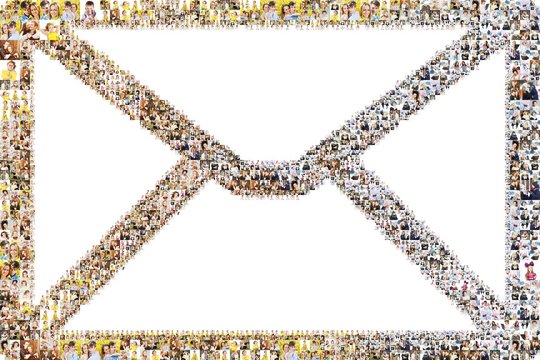 Icon of envelope. Formed out of peoples portrait photography